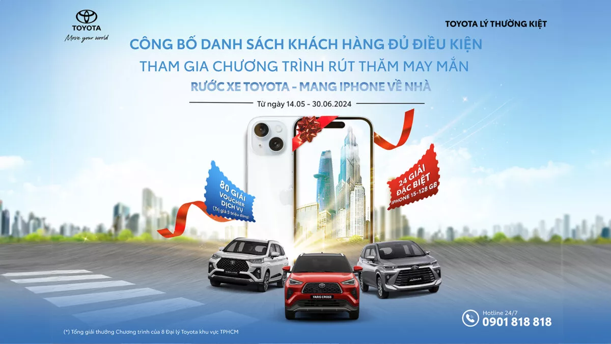You Are Currently Viewing Toyota Lý Thường Kiệt Công Bố Danh Sách Chính Thức Khách Hàng Đủ Điều Kiện Tham Gia Chương Trình Rút Thăm May Mắn Rước Xe Toyota – Rinh Iphone Về Nhà